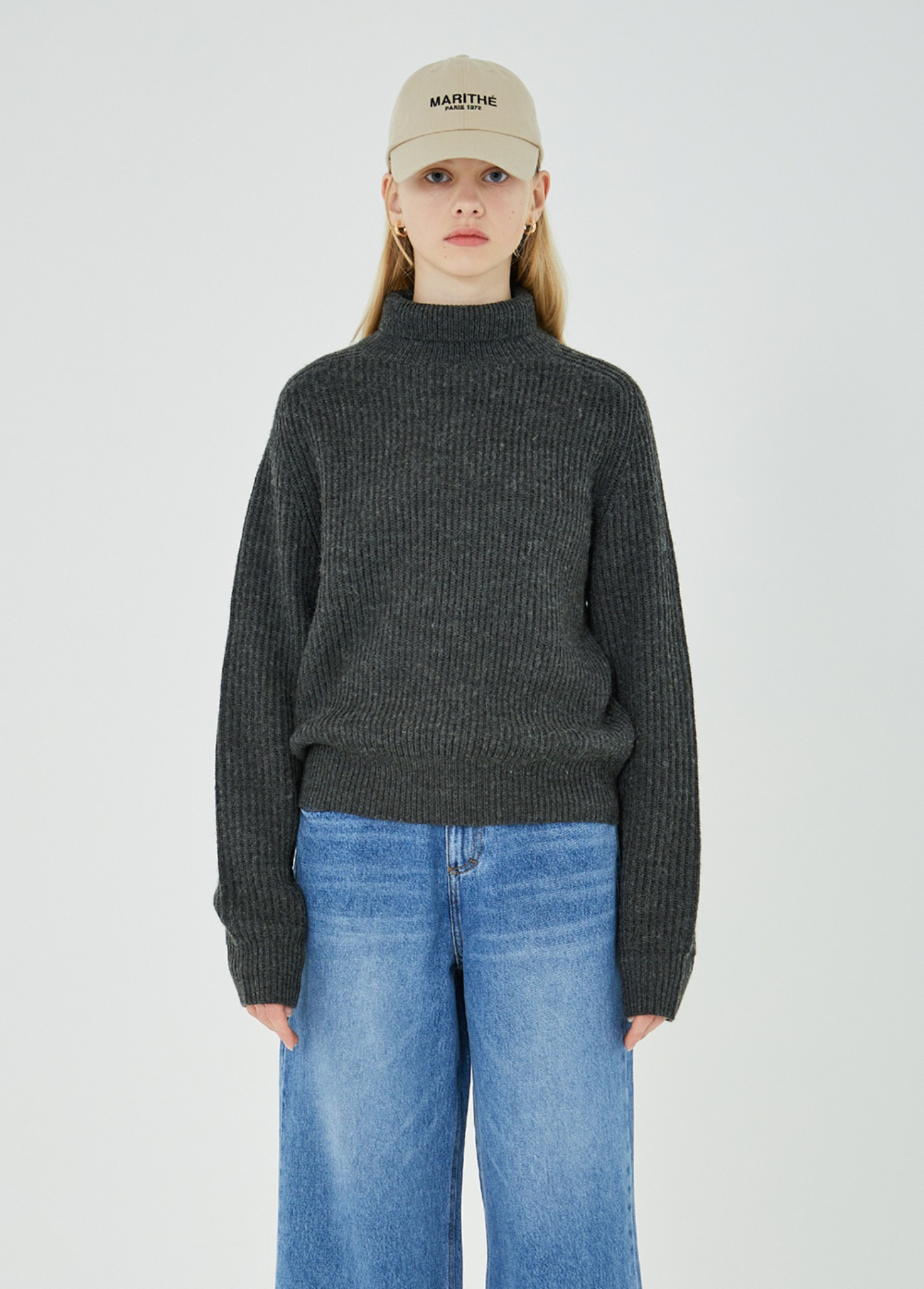 MARITHE TURTLE NECK KNIT charcoal