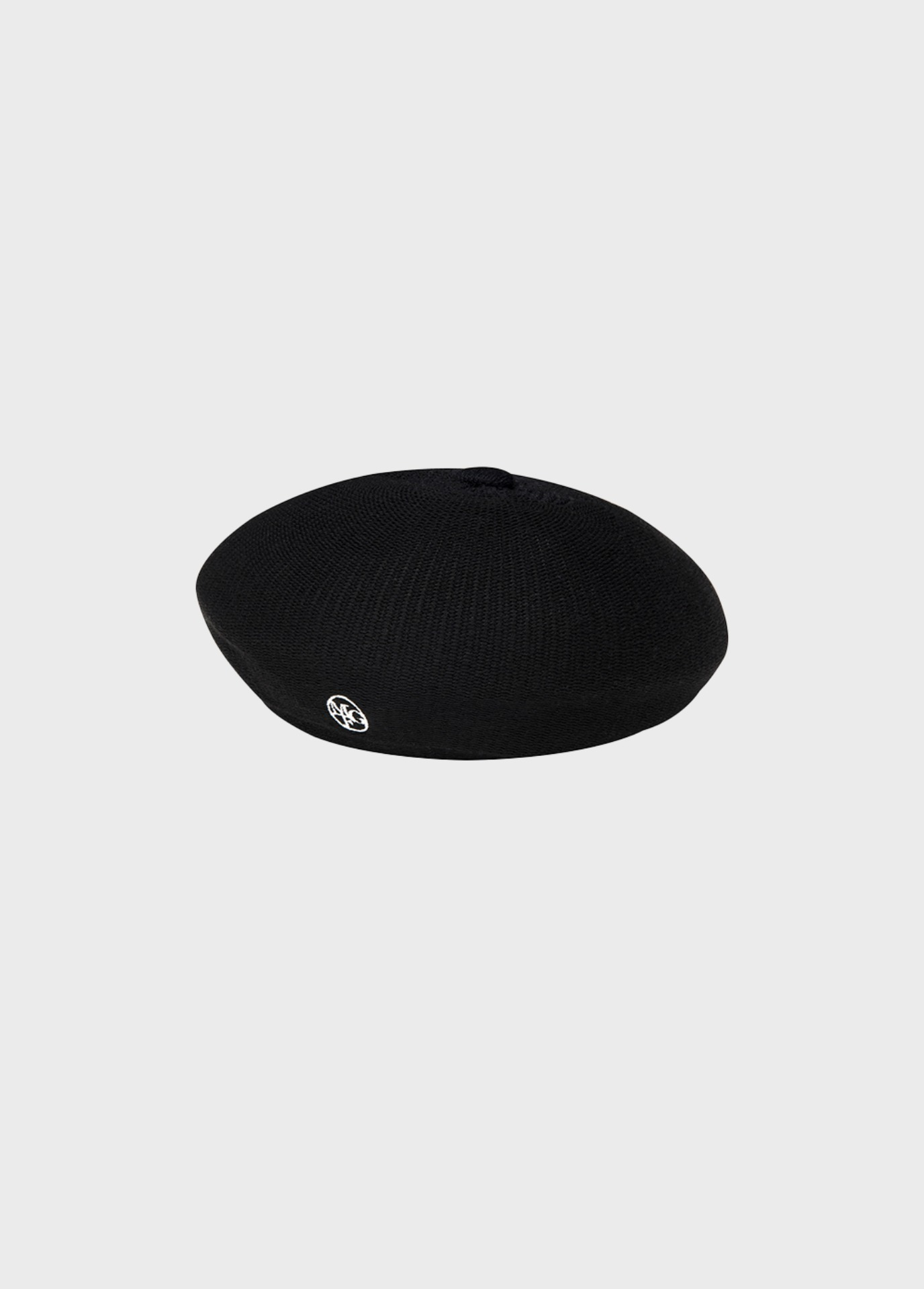 EMBROIDERY KNIT BERET black