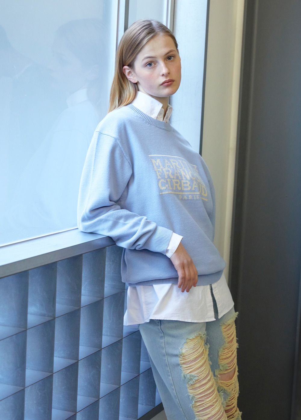 CLASSIC LOGO KNIT PULLOVER sky blue