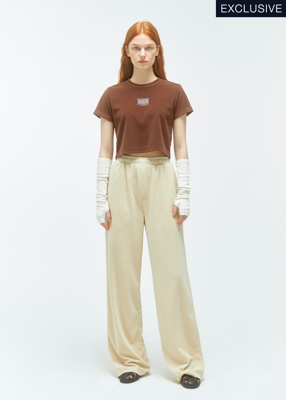 [EXCLUSIVE] W CLASSIC LOGO TERRY CROP TEE brown
