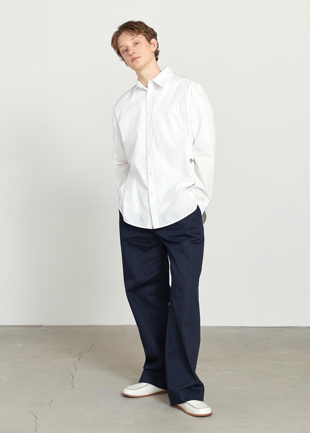 M WIDE ONE TUCK PANTS navy