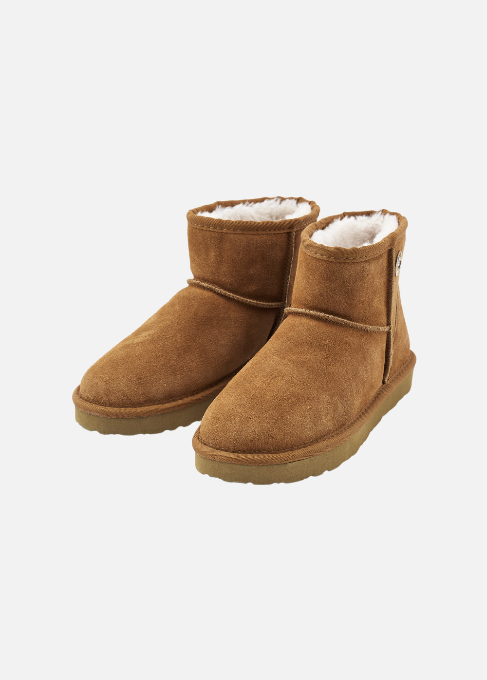 W CIRCLE LOGO ROUND SUEDE BOOTS brown