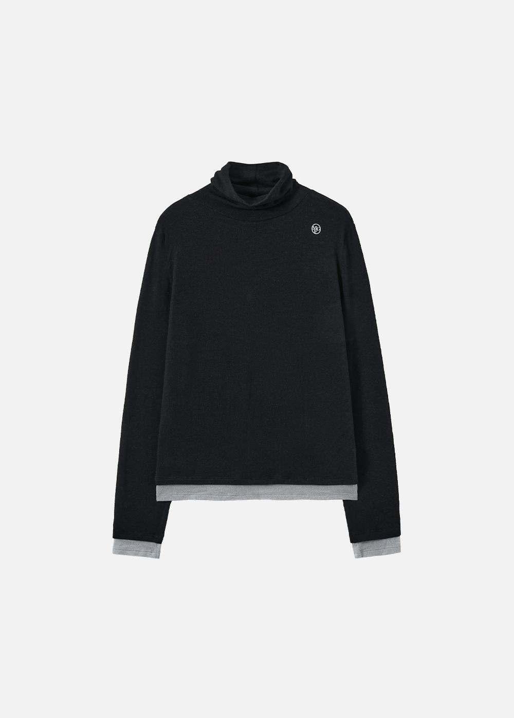 W LAYERED POINT TURTLE NECK LONG SLEEVE black