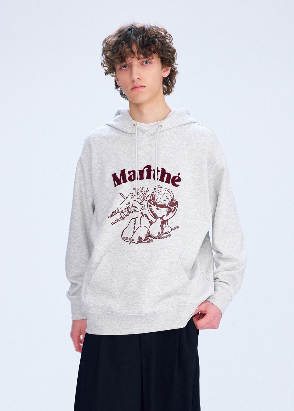BOUCLE EMBROIDERY GRAPHIC HOODIE light heather gray